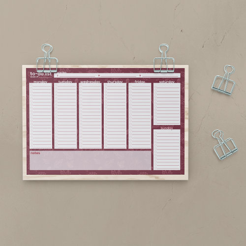 Extra-Large Weekly To-Do List - Leaf Design Paper Pad