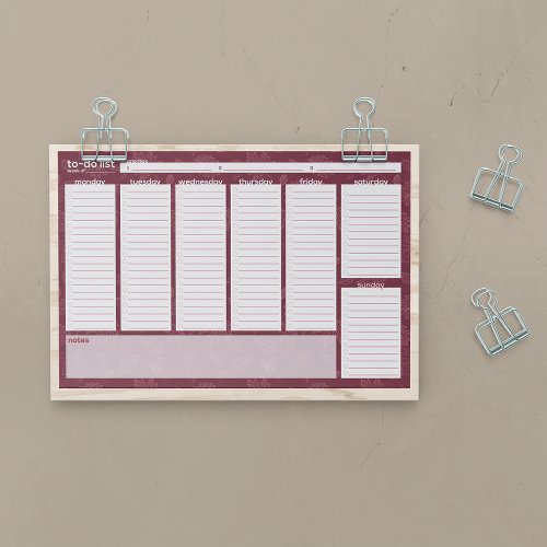 Extra_Large Weekly To_Do List _ Leaf Design Paper Pad