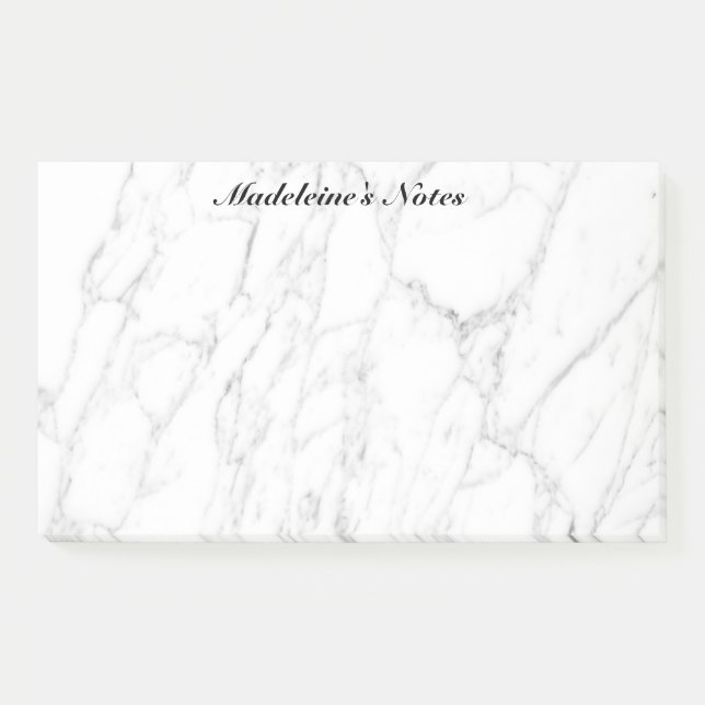Extra large white marble stone custom name post-it notes (Front)