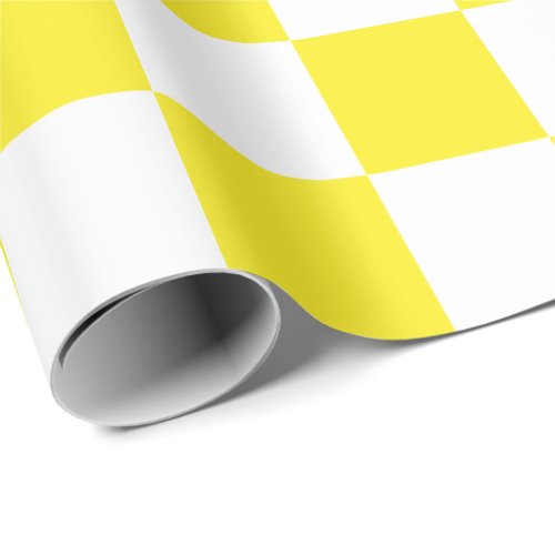 Extra Large Yellow and White Checks Wrapping Paper
