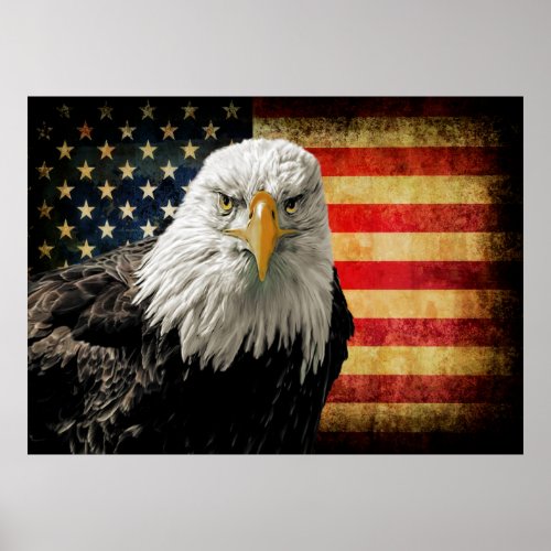 Extra Lg Powerful USA Eagle Flag Poster