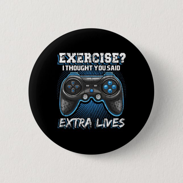Extra Lives Funny Video Game Controller Retro Game Button (Front)