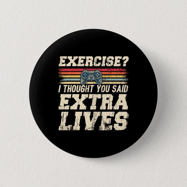Extra Lives Funny Video Game Controller Retro Game Button (Front)