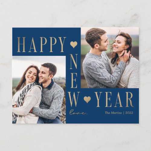 Extra Love Modern Happy New Year Photo Postcard