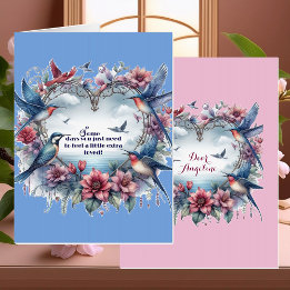 Extra Loved Encouragement Quote Birds Heart Frame Card