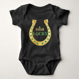 Extra Lucky Horseshoe St. Patrick's Day Baby Bodysuit