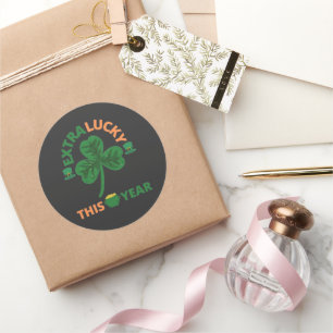 Extra lucky irish this year funny classic round sticker