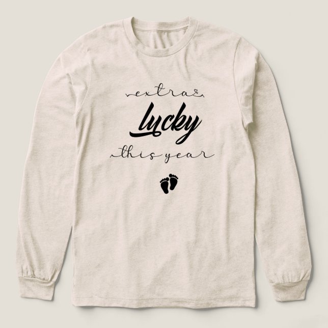 "Extra Lucky This Year" Pregnancy Announcement Gif Tri-Blend Shirt (Design Front)