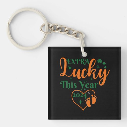 Extra Lucky This Year Pregnancy Announcement Keychain