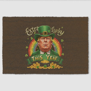 Extra Lucky This Year St Patrick Day Trump Leopard Fiber Doormat