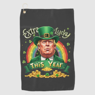 Extra Lucky This Year St Patrick Day Trump Leopard Golf Towel