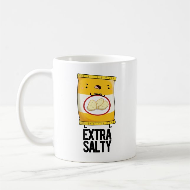 Extra Salty Funny Salty Snack Pun  Coffee Mug (Left)