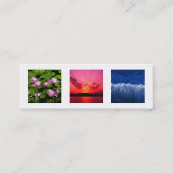 Extra Small 3 Photo Or Logo White Gray Modern Chic Mini Business Card by FidesDesign at Zazzle