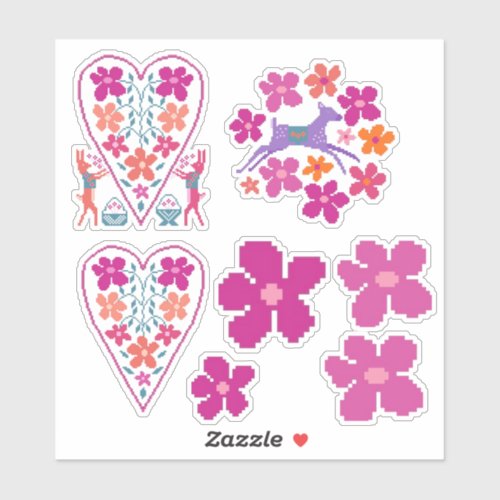 Extra_Small 3 x 3 Folky Retro Floral Stickers