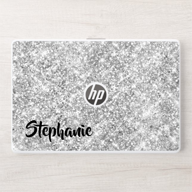 Extra Sparkly Faux Silver Glitter HP Laptop Skin (Front)