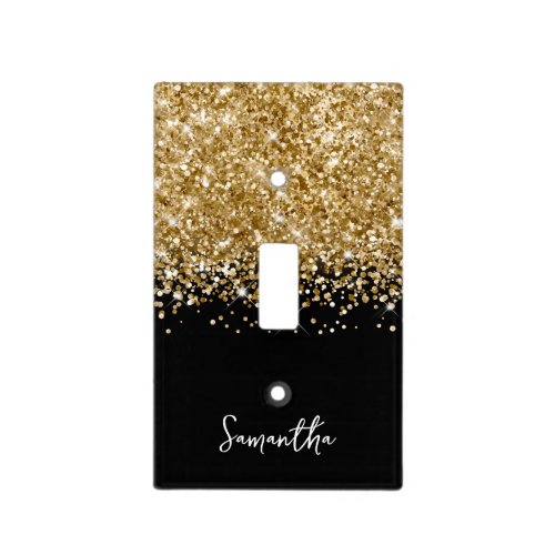 Extra Sparkly Gold Glitter on Black Light Switch Cover