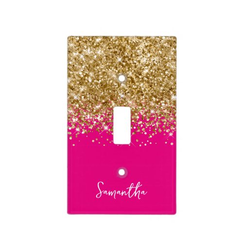 Extra Sparkly Gold Glitter on Hot Pink Light Switch Cover