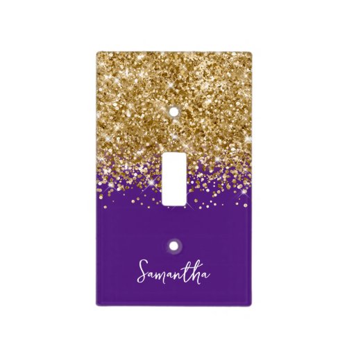 Extra Sparkly Gold Glitter on Royal Purple Light Switch Cover