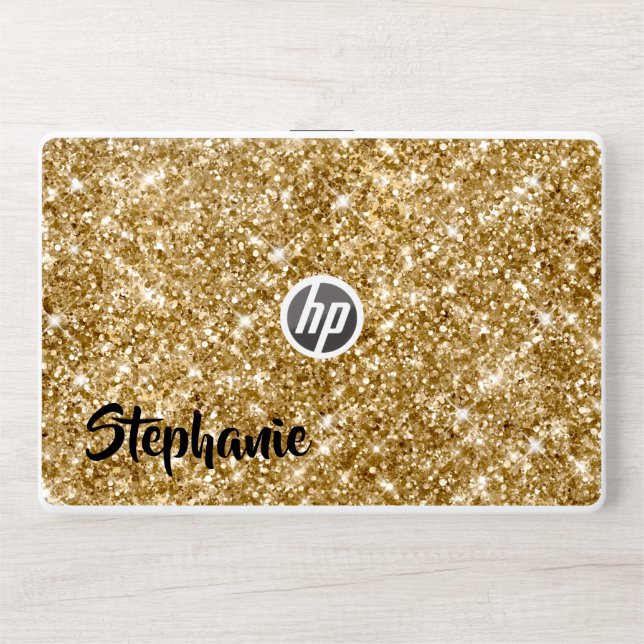 Extra Sparky Faux Gold Glitter HP Laptop Skin (Front)