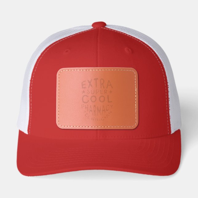 Extra Super Cool Pharmacy Technician  Leather Patch Hat (Front)