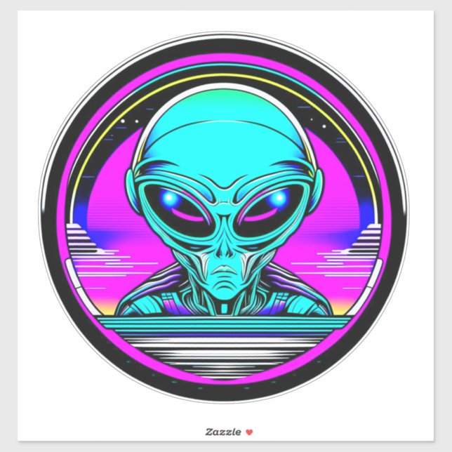 Extra Terrestrial Alien Flying a UFO Sticker (Sheet)