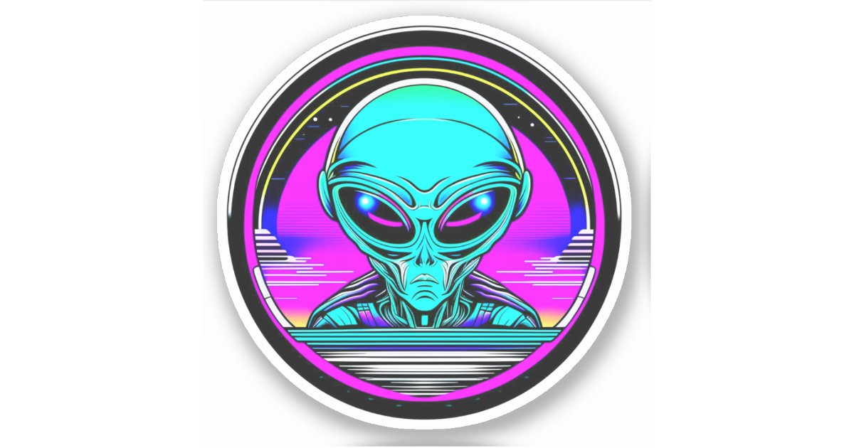Extra Terrestrial Alien Flying a UFO Sticker | Zazzle