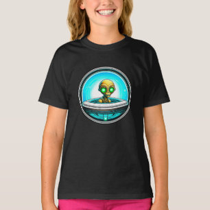 Extra Terrestrial Alien Flying a UFO T-Shirt