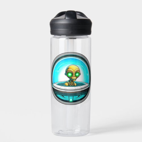 Extra Terrestrial Flying in a UFO Personalized Water Bottle