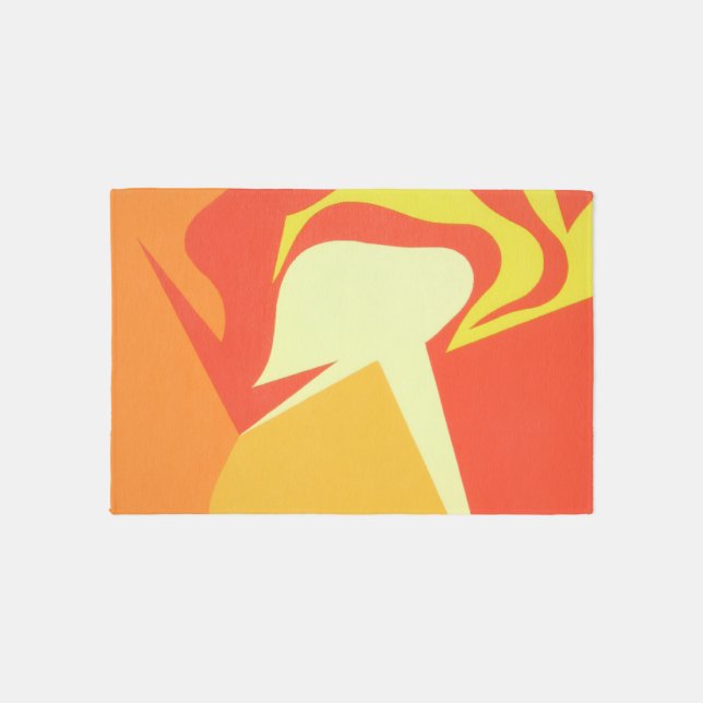 Extra Terrestrial Yellow and Orange Abstract Rug (Front)