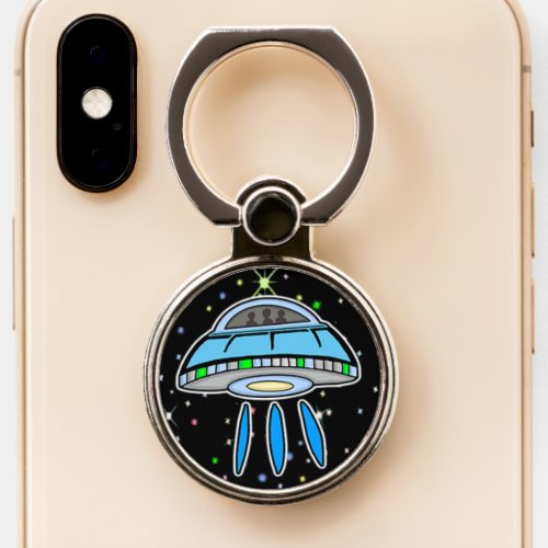 Extra Terrestrials in a Blue UFO Phone Ring Stand