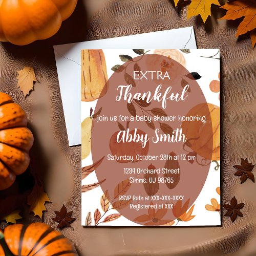 Extra Thankful Thanksgiving Shower Invite