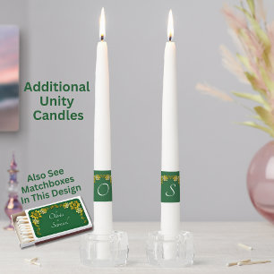 Extra Unity Set Taper Candles Emerald Green & Gold