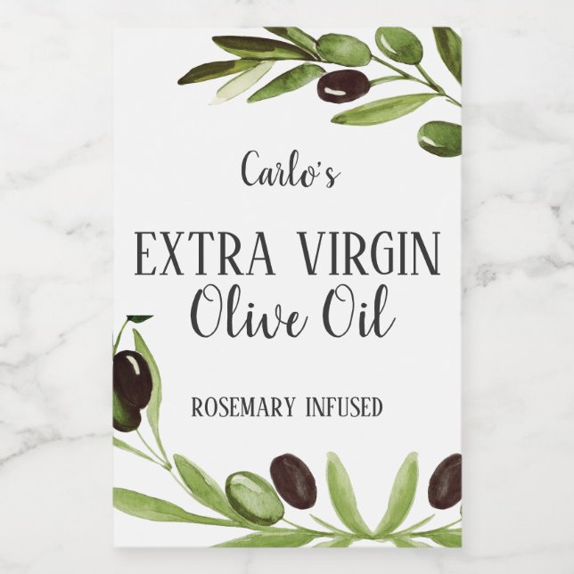 Extra Virgin Olive Oil Bottle Modern Product Label (Single Label)