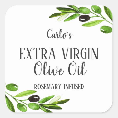 Extra Virgin Olive Oil Bottle Modern Product Square Sticker