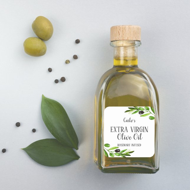 Extra Virgin Olive Oil Bottle Modern Product Square Sticker (olive oil stickers for small olive oil business and home made olive oil bottles)