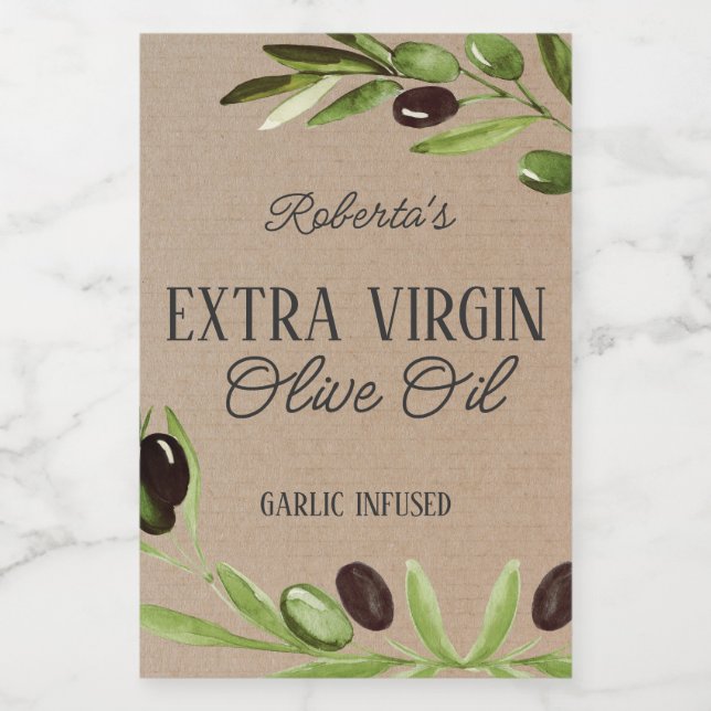 Extra Virgin Olive Oil Bottle Product Food Label (Single Label)