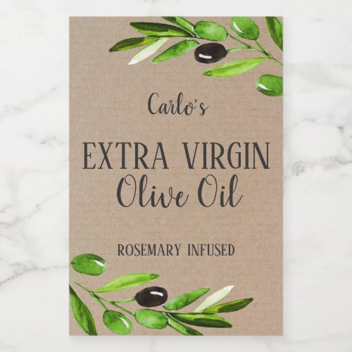 Extra Virgin Olive Oil Bottle Rustic Product Label