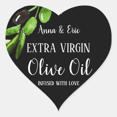 Extra Virgin Olive Oil Elegant Modern Wedding Heart Sticker