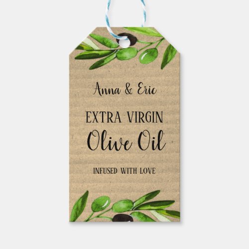 Extra Virgin Olive Oil Rustic Modern Wedding Gift Tags