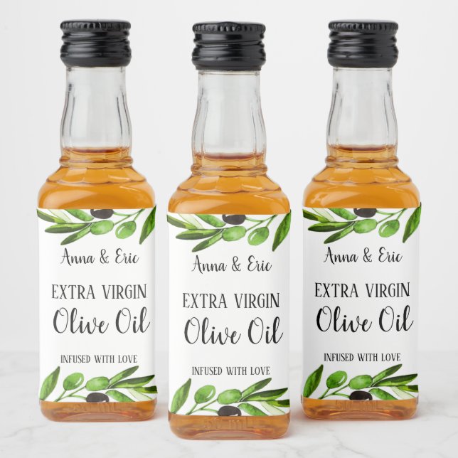 Extra Virgin Olive Oil Wedding Favor Bottle label (Bottles)