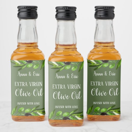 Extra Virgin Olive Oil Wedding Favor Bottle label