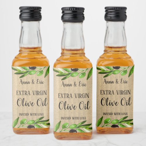 Extra Virgin Olive Oil Wedding Favor Bottle label
