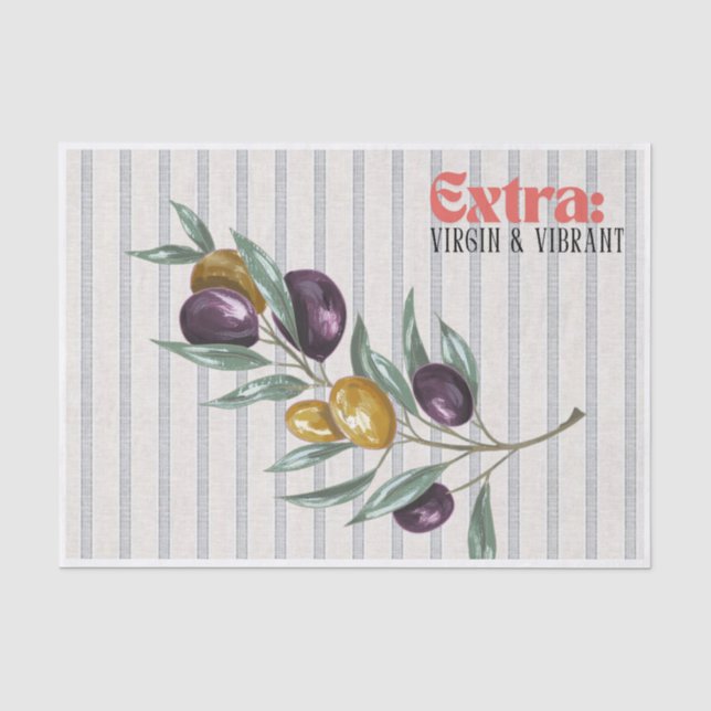 Extra Virgin Vibrant Mediterranean Olive Branch Tissue Paper (Front)