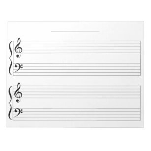 Extra Wide Rule Grand Staff Kids Piano Music Paper Notepad