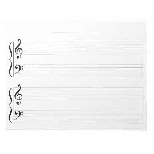 Extra Wide Rule Grand Staff Kids Piano Music Paper Notepad