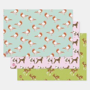 extractive pigeon decor, bambi and pudeling patter wrapping paper sheets