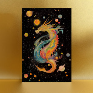 Extragalactic Sky Dragon - Rainbow Black Galaxy  Postcard
