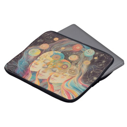 Extragalactic Space Girls in Pastel Rainbow Colors Laptop Sleeve