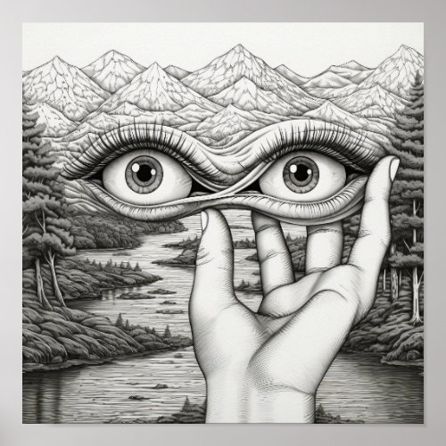 ExtraHandly Eyeballs Surreal Hands Growing Out of Poster