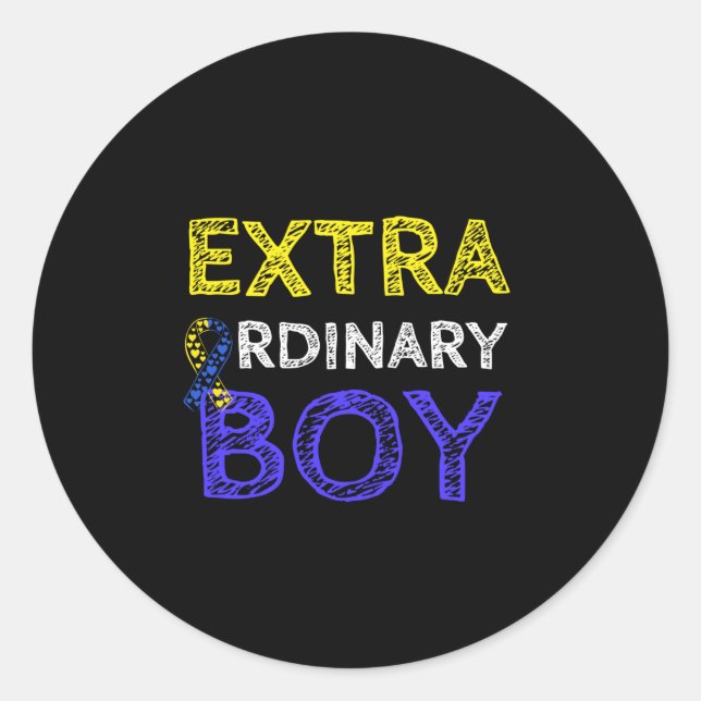 Extraordinary Boy Down Syndrome Classic Round Sticker (Front)